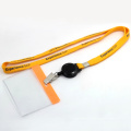 Crachá de identificação horizontal de plástico personalizado com suporte para alça de cordão
